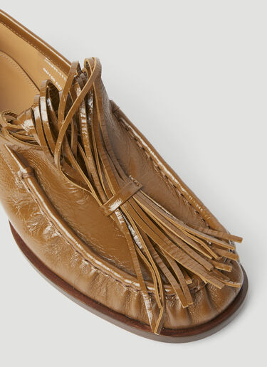 Dries Van Noten Fringe Embellished Leather Loafers Beige dvn0255002