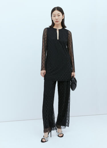 Gucci Tulle Interlocking GG Crystal Mini Dress Black guc0253034