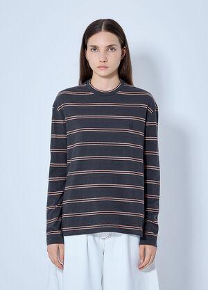 Jil Sander Striped Long Sleeve T-Shirt Grey jil0265005