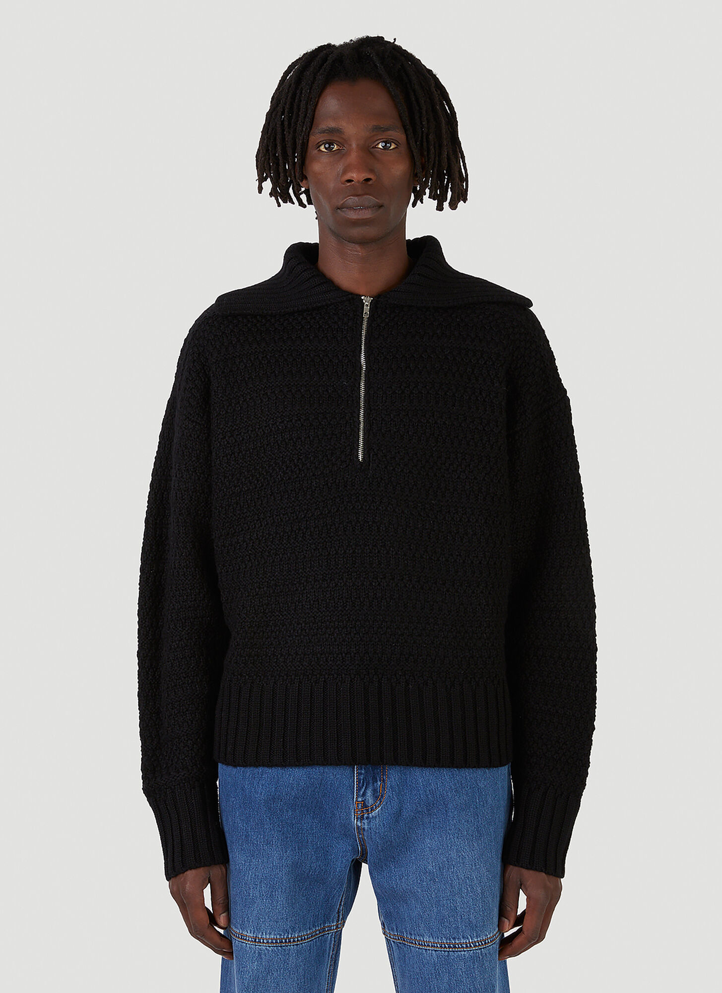 Wynn Hamlyn Moss Stitch Sweater In Black