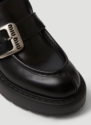 Buckled Platform Loafers Miu Miu Buckled Platform Loafers Black miu0250048