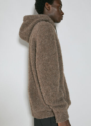 Comme des Garçons Homme Fluffy Knit Hooded Zip-Up Sweatshirt Brown cdh0154005