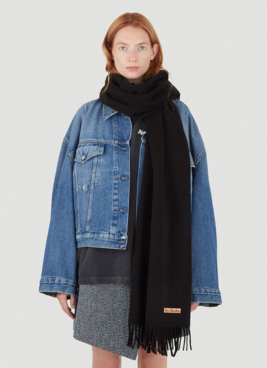 Acne Studios Fringe Wool Scarf Black acn0346017
