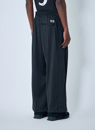 Y-3 Pinstripe Wide-Leg Trousers Black yyy0164050