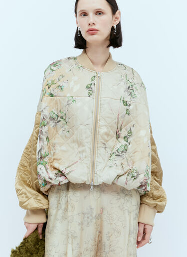 Dries Van Noten 绗缝花卉飞行员夹克  米色 dvn0254007