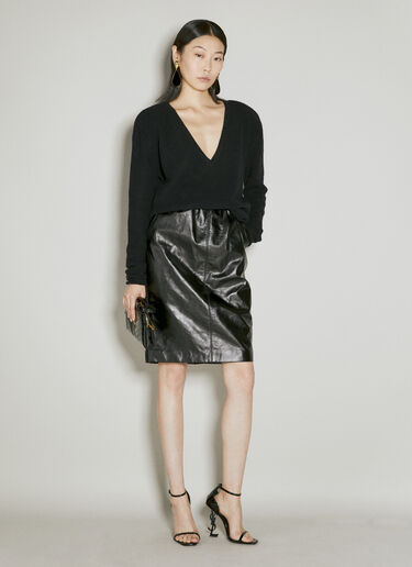 Pencil Leather Skirt Saint Laurent Pencil Leather Skirt Black sla0254021