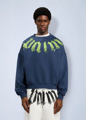 Palm Angels Big Neck Logo Loose Sweatshirt Blue pma0164046
