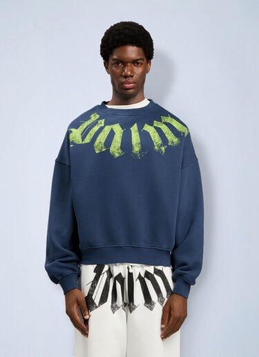 Palm Angels Big Neck Logo Loose Sweatshirt Blue pma0164046