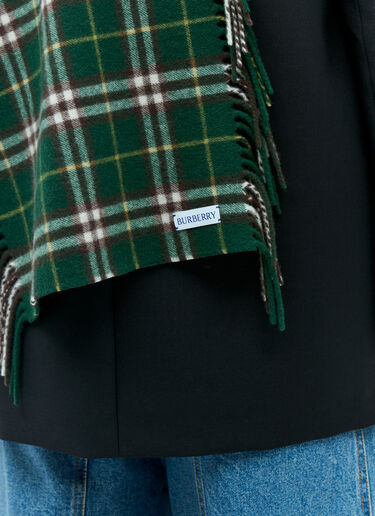 Burberry Check Cashmere Fringed Scarf Green bur0355006