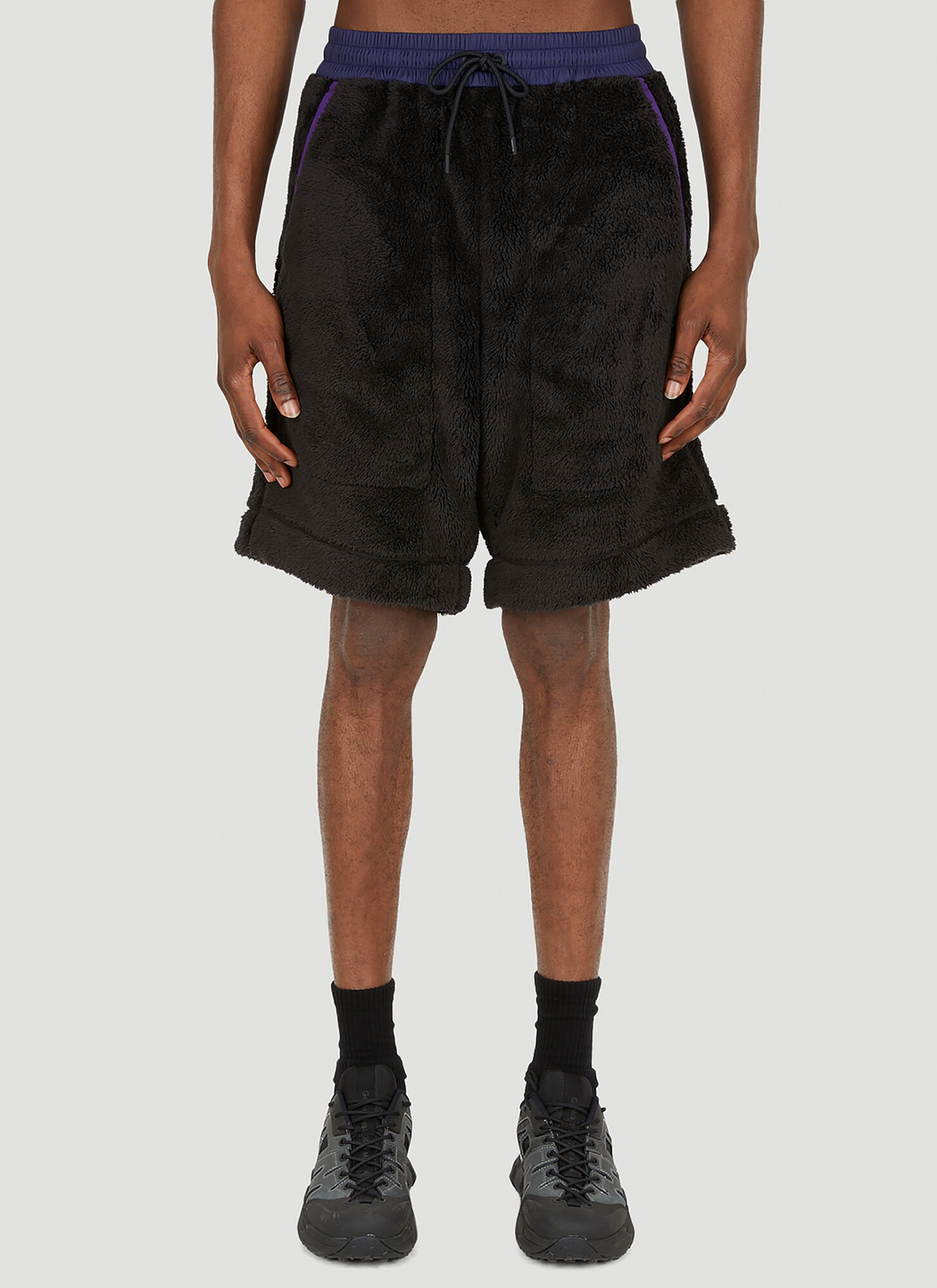 Moncler Fuzzy Track Shorts In Black