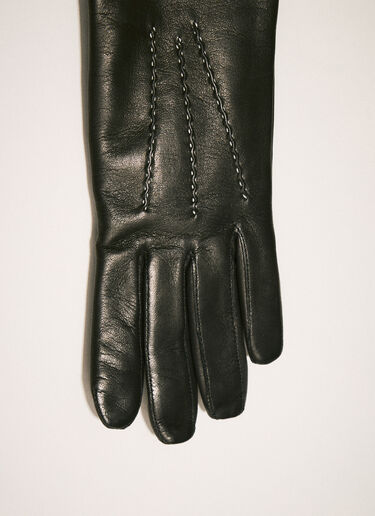Our Legacy Topstitched Leather Gloves Black our0258028