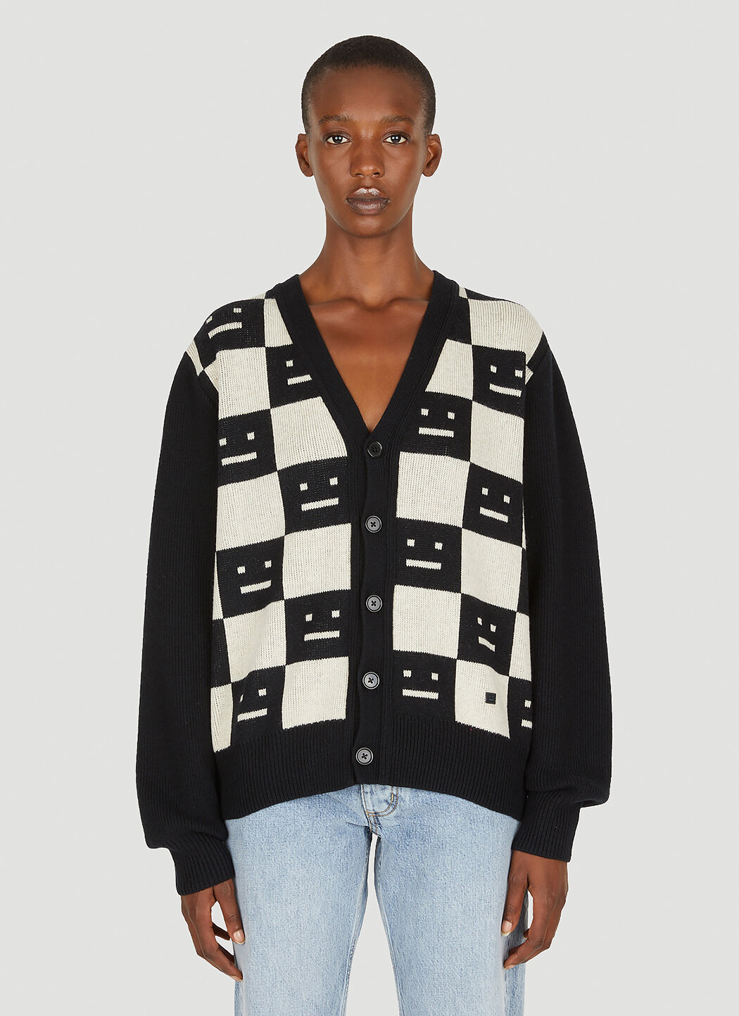 Acne Studios Face Patch Cardigan in Black LN CC