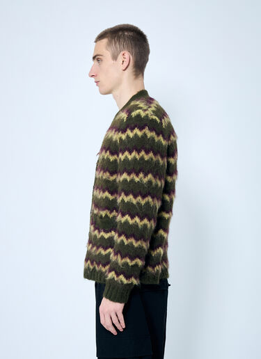 Brain Dead Zig Zag Striped Cardigan Green bra0158009