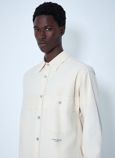 Stone Island Long Sleeve Cotton Button-Down Shirt Ivory sto0164046