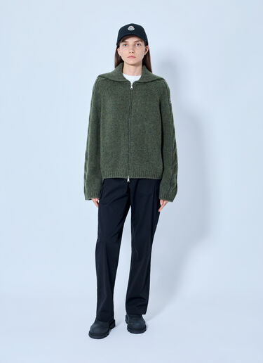 LN-CC® - Moncler: Zipped Knit Sweater - Dark Green Moncler Zipped Knit Sweater Dark Green mon0266013