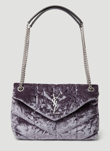 Saint Laurent Loulou Puffer Velvet Shoulder Bag Purple sla0250064