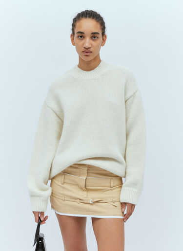 Jacquemus Rear Logo Print Knit Sweater Beige jac0354001
