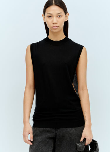 Sportmax ノースリーブウール・シルク混トップ ブラック spx0255001