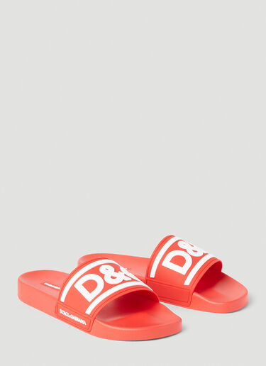 Dolce & Gabbana Logo Pool Slides Red dol0153007