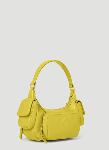 Miu Miu Pocket Leather Shoulder Bag - Woman Shoulder Bags Yellow One Size