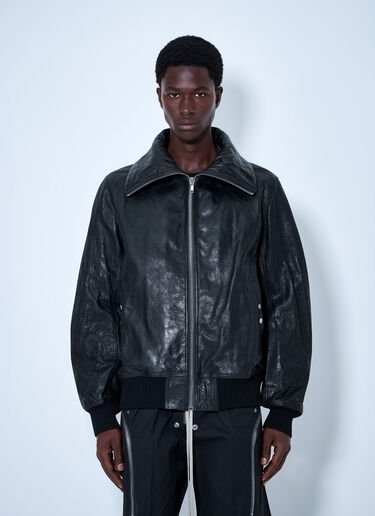 LN-CC® - Rick Owens: Dracuflight Hammered Leather Jacket - Black Rick Owens Dracuflight Hammered Leather Jacket Black ric0165056