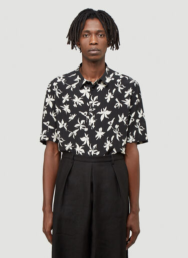 Saint Laurent Floral-Print Shirt Black sla0143006