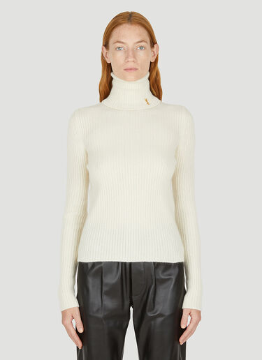 Saint Laurent Monogram Roll Neck Sweater White sla0249065