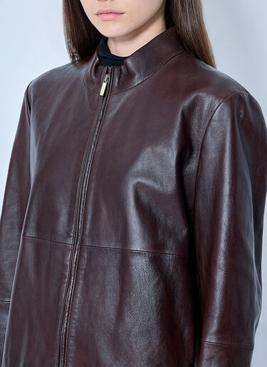 LN-CC® - Max Mara: High-Collar Leather Jacket - Dark Brown Max Mara High-Collar Leather Jacket Dark Brown max0265214