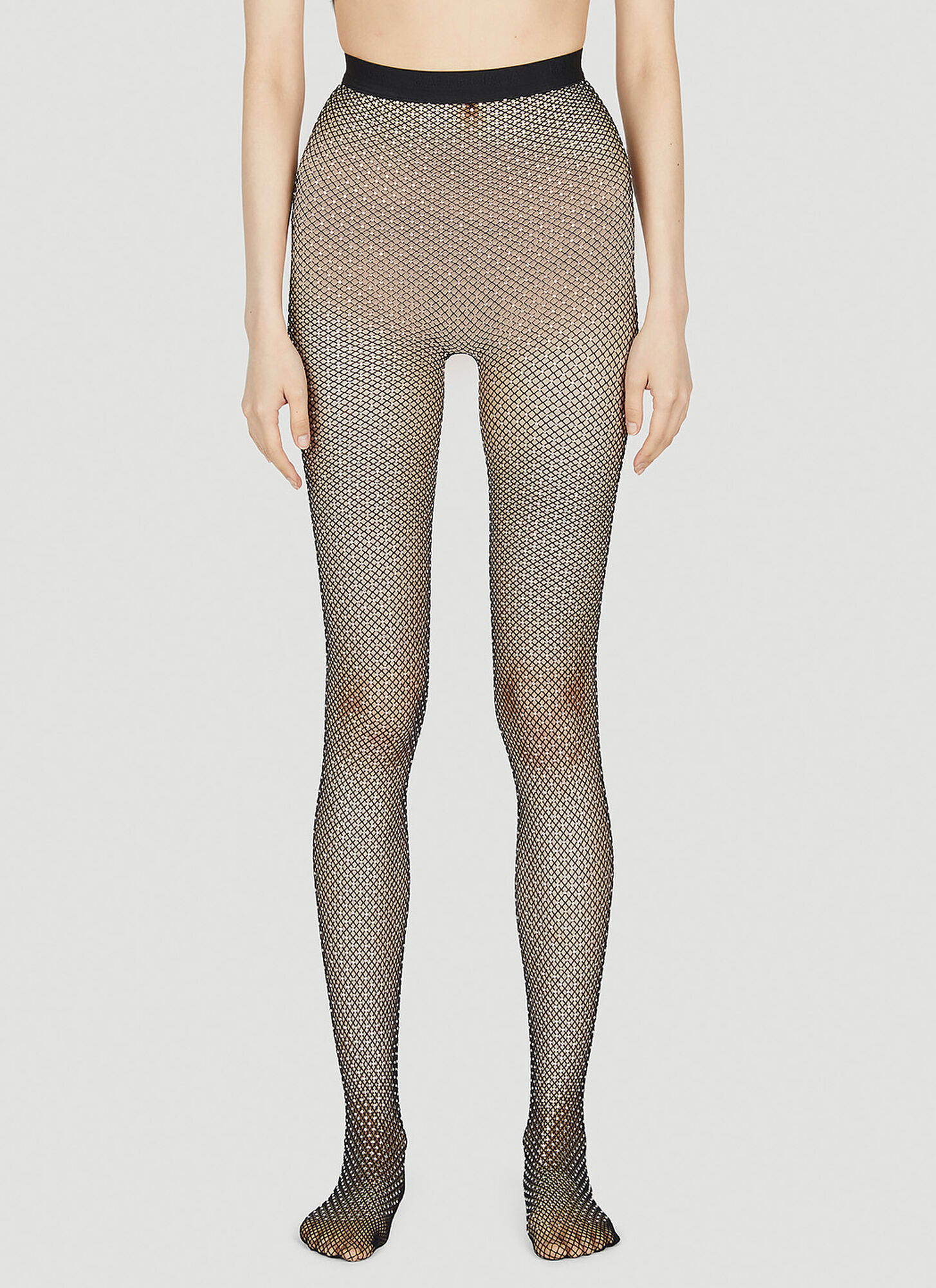 BALENCIAGA BALENCIAGA CRYSTAL EMBELLISHED MESH TIGHTS FEMALE BLACKFEMALE 