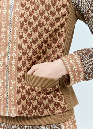 Gucci G 롬부스 저지 자카드 지퍼 재킷 브라운 guc0255017