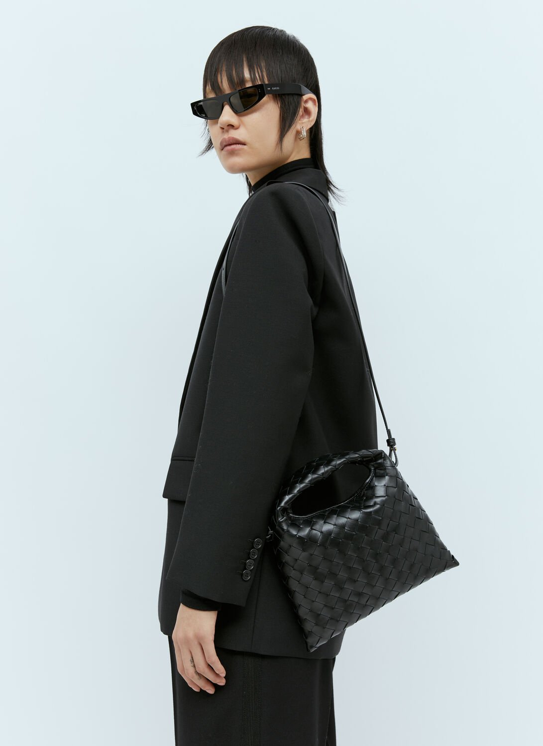 Shop Bottega Veneta Mini Hop Shoulder Bag In Black