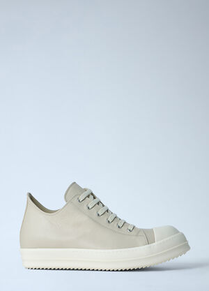 Rick Owens Lace-Up Leather Sneakers Beige ric0163030