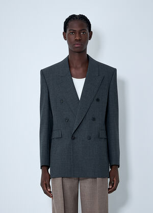 Saint Laurent Double-Breasted Wool Blazer Black sla0162007