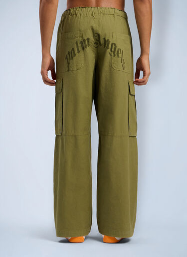 Curved Logo Cargo Pants Palm Angels Curved Logo Cargo Pants Green pma0162094