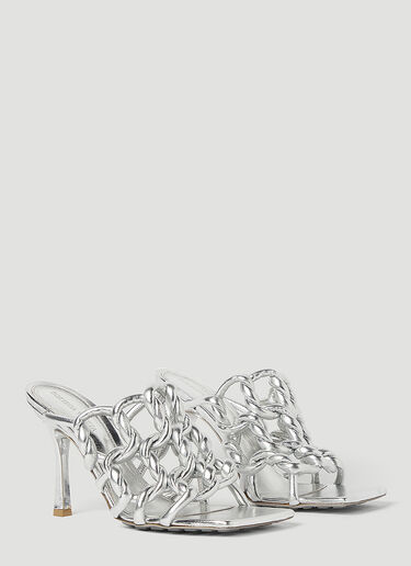 Bottega Veneta Stretch High Heel Mules Silver bov0250053