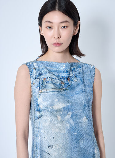 Acne Studios Printed Sequin Midi Dress Blue acn0259025