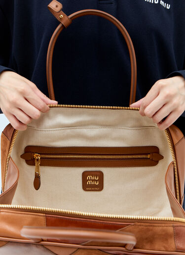 Miu Miu Leather Patch Handbag Brown miu0256053