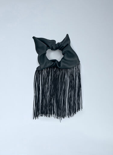 LN-CC® - LIMI Feu: Moist Tanned Kip Leather Fringe Scrunchie - Black LIMI Feu Moist Tanned Kip Leather Fringe Scrunchie Black lmf0263009