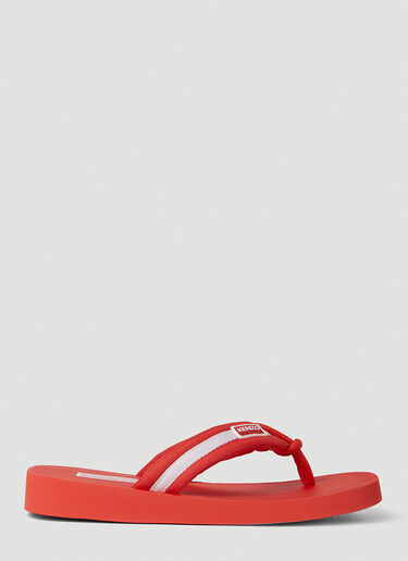 Kenzo Logo Patch Flip Flops Red knz0252048