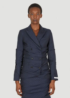 Lourdes Pinstripe Ruched Blazer Blue lou0249008