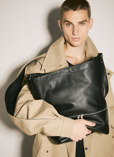 Saint Laurent Leather Hobo Tote Bag Black sla0158035