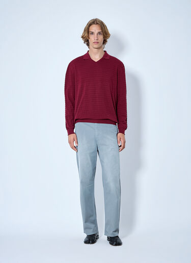 Miu Miu Striped V-Neck Polo Shirt Red miu0165007