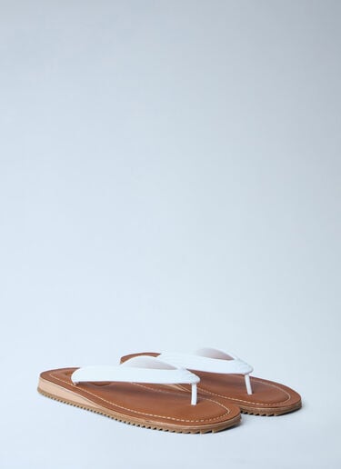 Miu Miu Leather Sole Flip-Flops White miu0264034