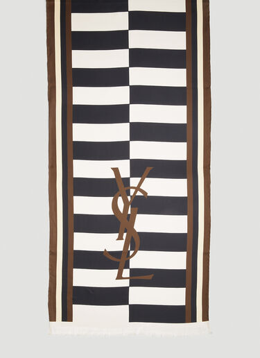 Saint Laurent Graphic Print Scarf White sla0151105