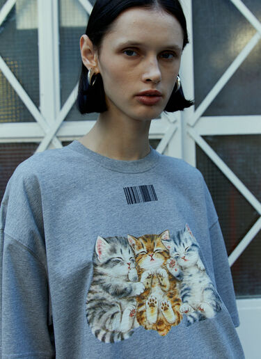 VTMNTS Cute Cat T-Shirt Grey vtm0354006