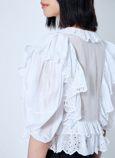 LN-CC® - Chloé: Cropped V-Neck Ruffle Top - White Chloé Cropped V-Neck Ruffle Top White chl0265001