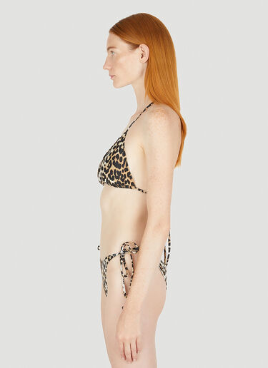 GANNI Leopard Print String Bikini Top Beige gan0249026