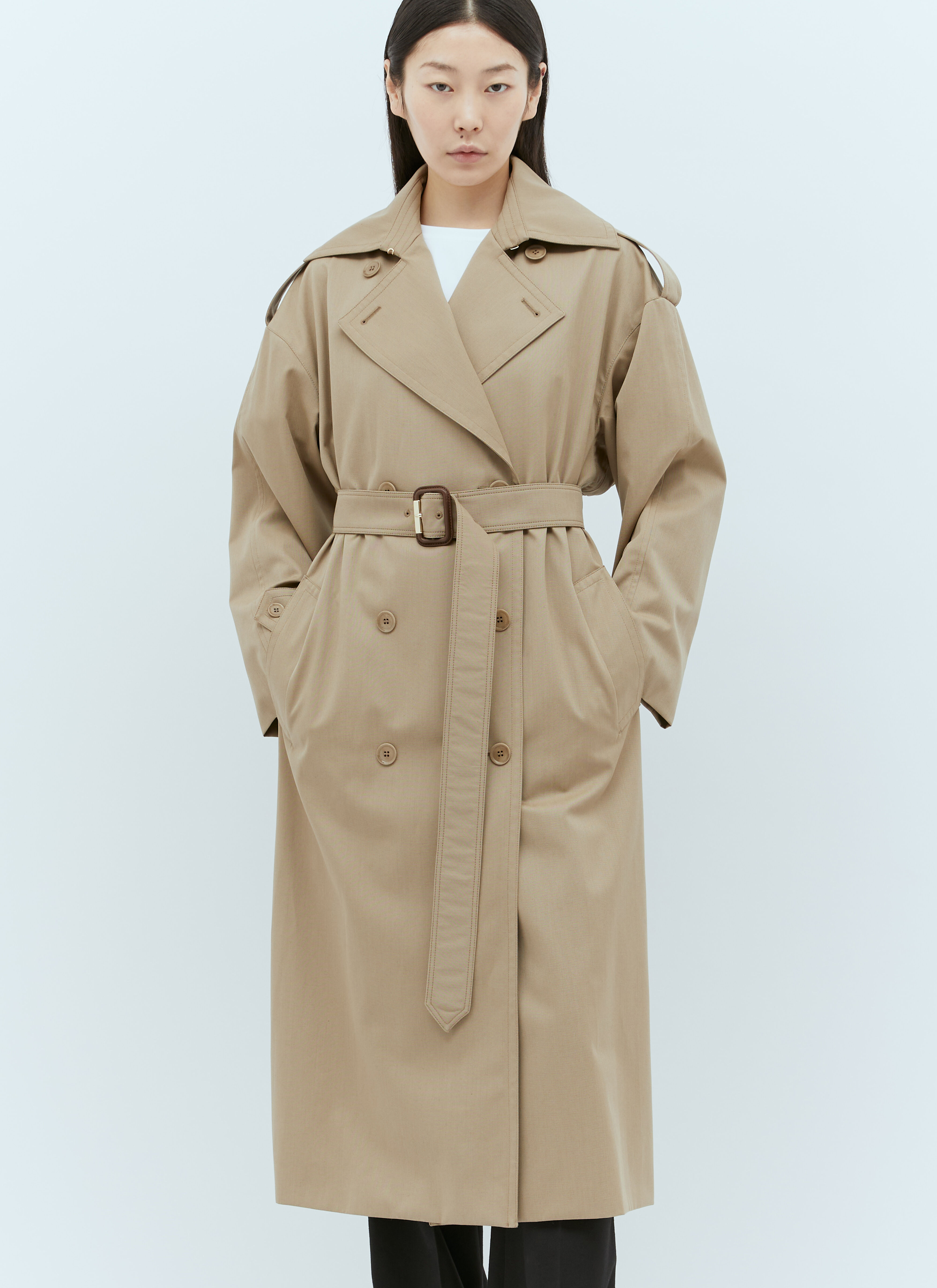 Max Mara Double-Breasted Trench Coat Camel max0256019