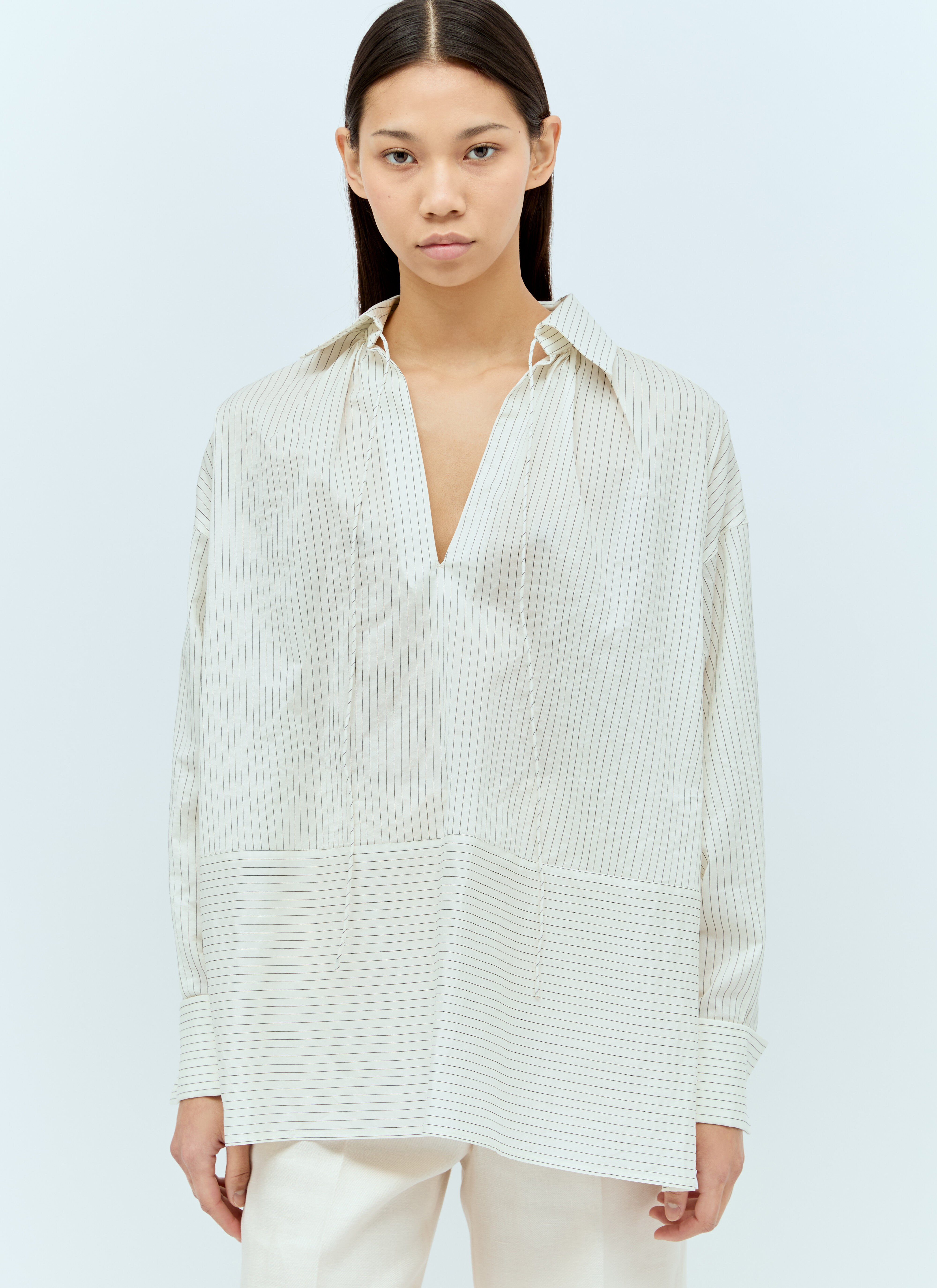 Balenciaga Cotton And Silk Shirt Grey bal0253004