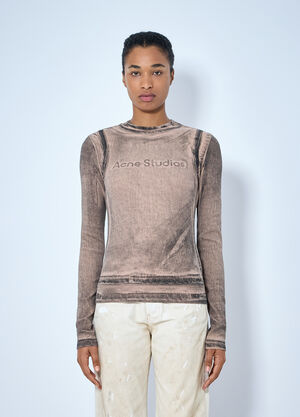 Acne Studios Long Sleeve Logo Top Beige acn0265018
